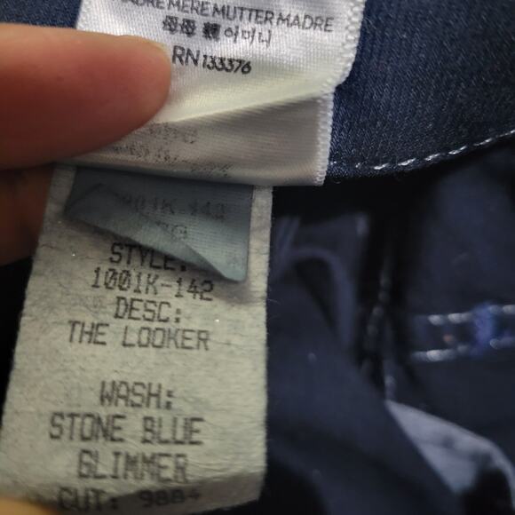 Mother Looker Jean Blue Denim Shimmer Glimmer Skinny Low Rise Stretch Sparkle 26 - Picture 14 of 14